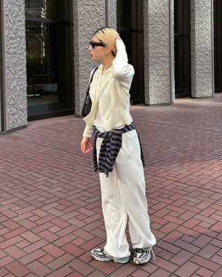 Wide Rib Hem Knit Cardigan Hoodie