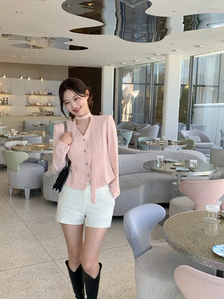 Tie jacket & blouse set