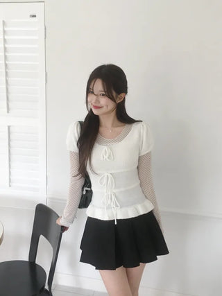 Polka Dot See-Through Layered T-Shirt