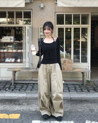 [2-way] Carpenter Tucked Wide Pants