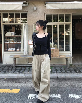 [2-way] Carpenter Tucked Wide Pants