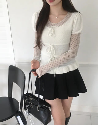 Polka Dot See-Through Layered T-Shirt