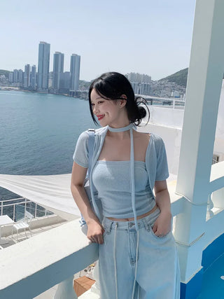 [3-piece set] Summer Cat Top Bolero Set (5 colors)