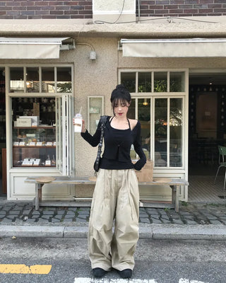 [2-way] Carpenter Tucked Wide Pants