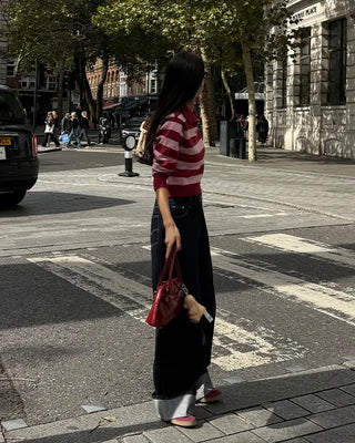 Wide-leg low-rise denim pants