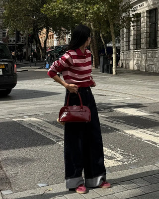 Wide-leg low-rise denim pants