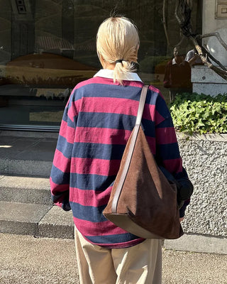 (Unisex) Wide Border Polo Neck Long T-Shirt
