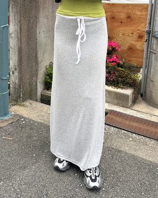 Two-tone string point long skirt