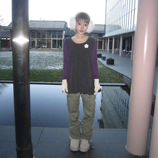 Pleated hem sleeveless tunic