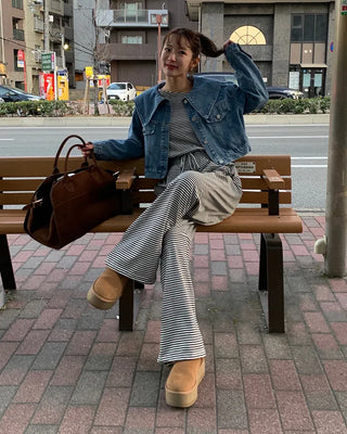 Big Collar Cropped Denim Jacket