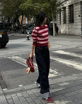Wide-leg low-rise denim pants
