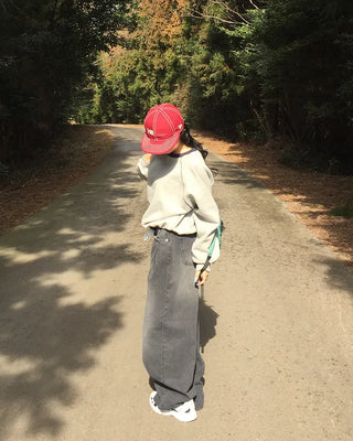 Vintage Wash Wide Denim Pants