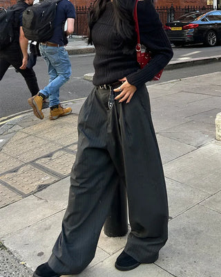 Suede center-stitched double-studded belt
