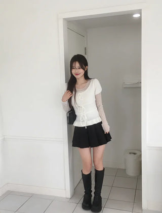 Polka Dot See-Through Layered T-Shirt