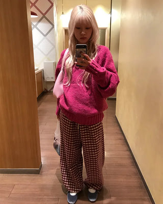 Checkered Pants with Waistband