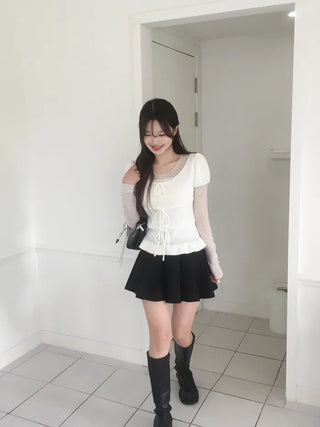 Polka Dot See-Through Layered T-Shirt