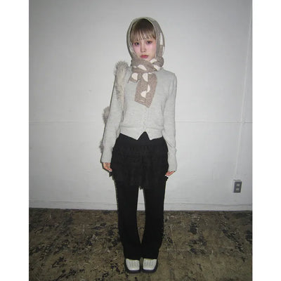 Side-studded knit flared pants