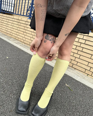 Simple summer ribbed knee-high socks