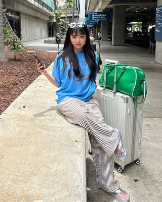 Wrinkle Wide Stripe Pants