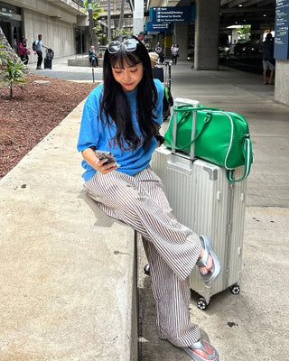 Wrinkle Wide Stripe Pants