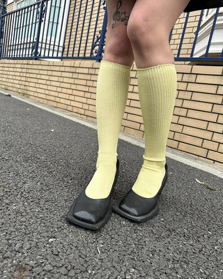 Simple summer ribbed knee-high socks