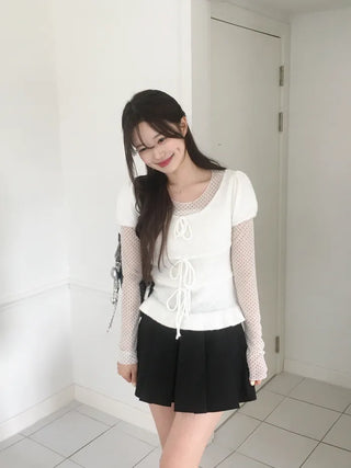 Polka Dot See-Through Layered T-Shirt
