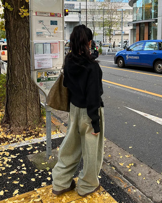 Ribbed Point High Neck Hooded Cardigan