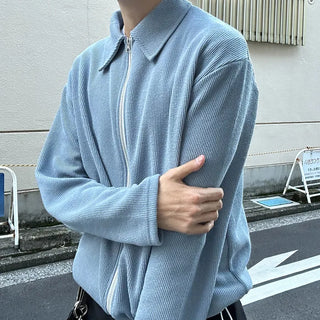 2-way zip knit cardigan