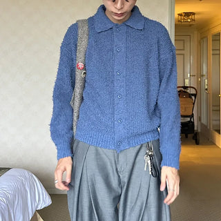 Boucle color knit cardigan