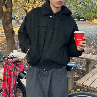Stitched suede jacket