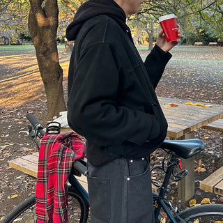 Stitched suede jacket