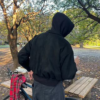 Stitched suede jacket