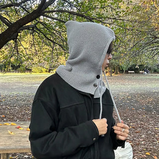 Button-up knit balaclava