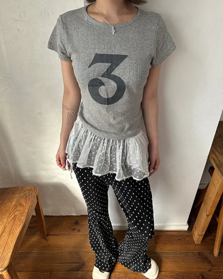 Polka Dot Bootcut Ribbed Pants