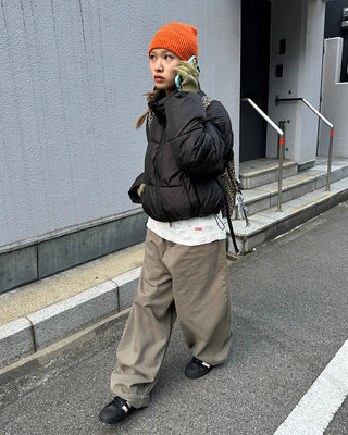 Flap hip pocket balloon cotton pants
