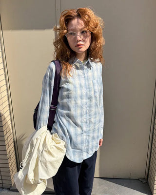 Oversized pastel check shirt