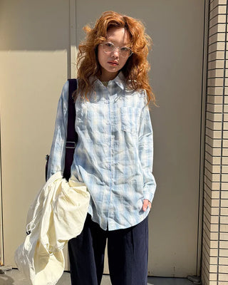 Oversized pastel check shirt