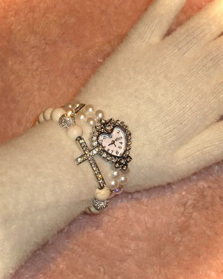 Heart Cubic Double Pearl Bracelet