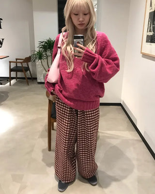 Checkered Pants with Waistband