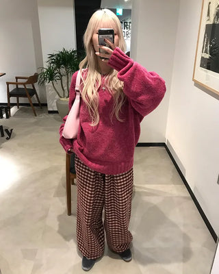 Checkered Pants with Waistband