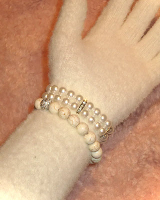 Heart Cubic Double Pearl Bracelet