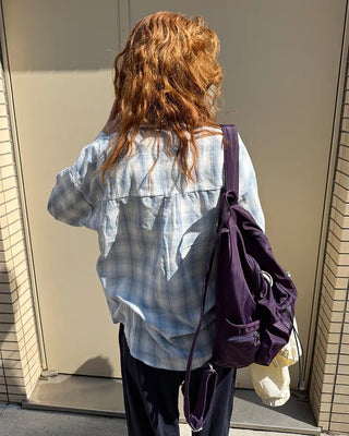 Oversized pastel check shirt