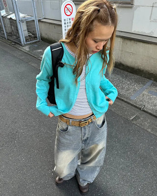 (Unisex) Vintage Wash Wide Straight Jeans