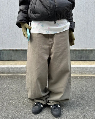 Flap hip pocket balloon cotton pants