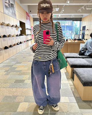 (ORIGINAL) Loose-fit denim pants (purple)
