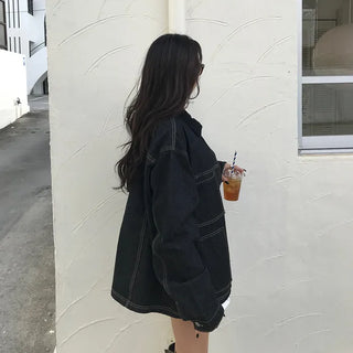 (Unisex) Two-tone Zip Denim Jacket