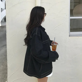 (Unisex) Two-tone Zip Denim Jacket