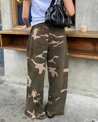 Camouflage Cut-Off Hem Easy Pants