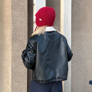 Knitted strap earmuff beanie