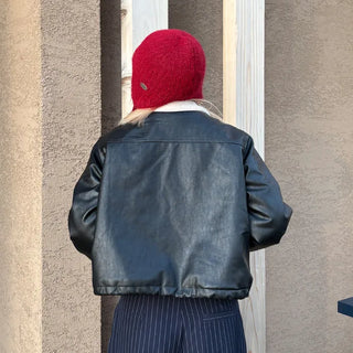 Knitted strap earmuff beanie
